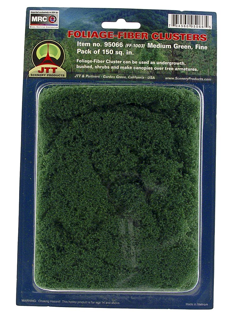 JTT Landscaping Material - Foliage Fiber Clusters, Medium Green, Fine