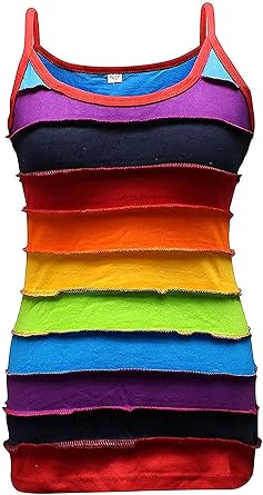 Shopoholic Fashion Womens Rainbow Striped Hippie Summer Tank Tops