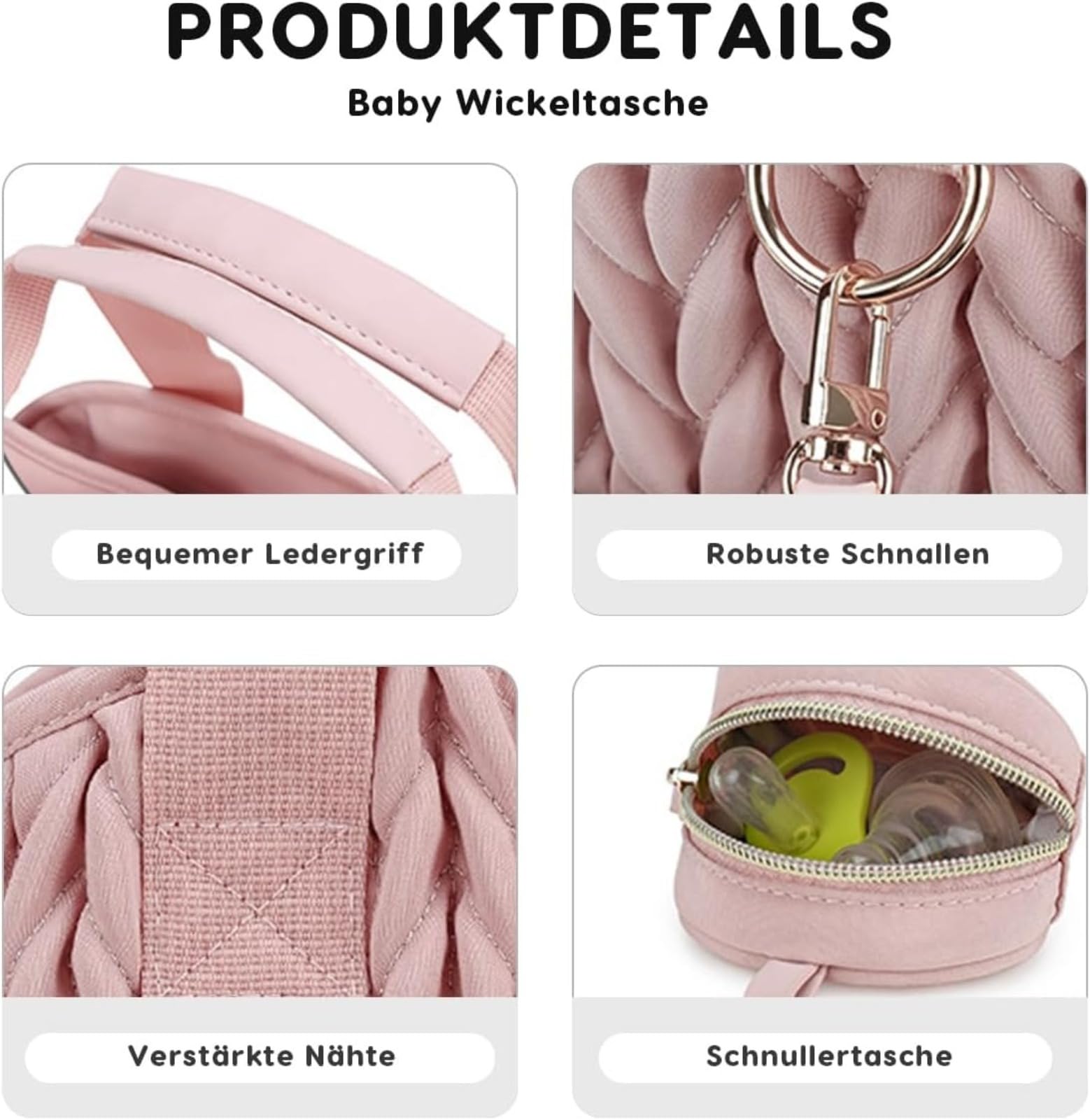Elegante bolsa de pañales para bebé con múltiples compartimentos, bolsa de pañales de viaje impermeable, bolso portátil con correa para el hombro y compartimento para chupetes.