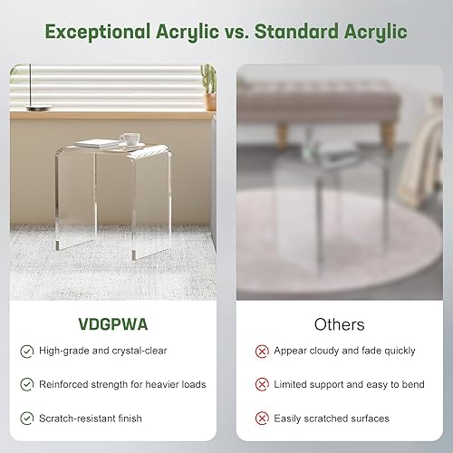 Miniatura 5 de Mesa auxiliar acrílica, 18 pulgadas de alto x 16 pulgadas de ancho x 12 pulgadas de profundidad x 35 pulgadas de grosor, mesa auxiliar pequeña