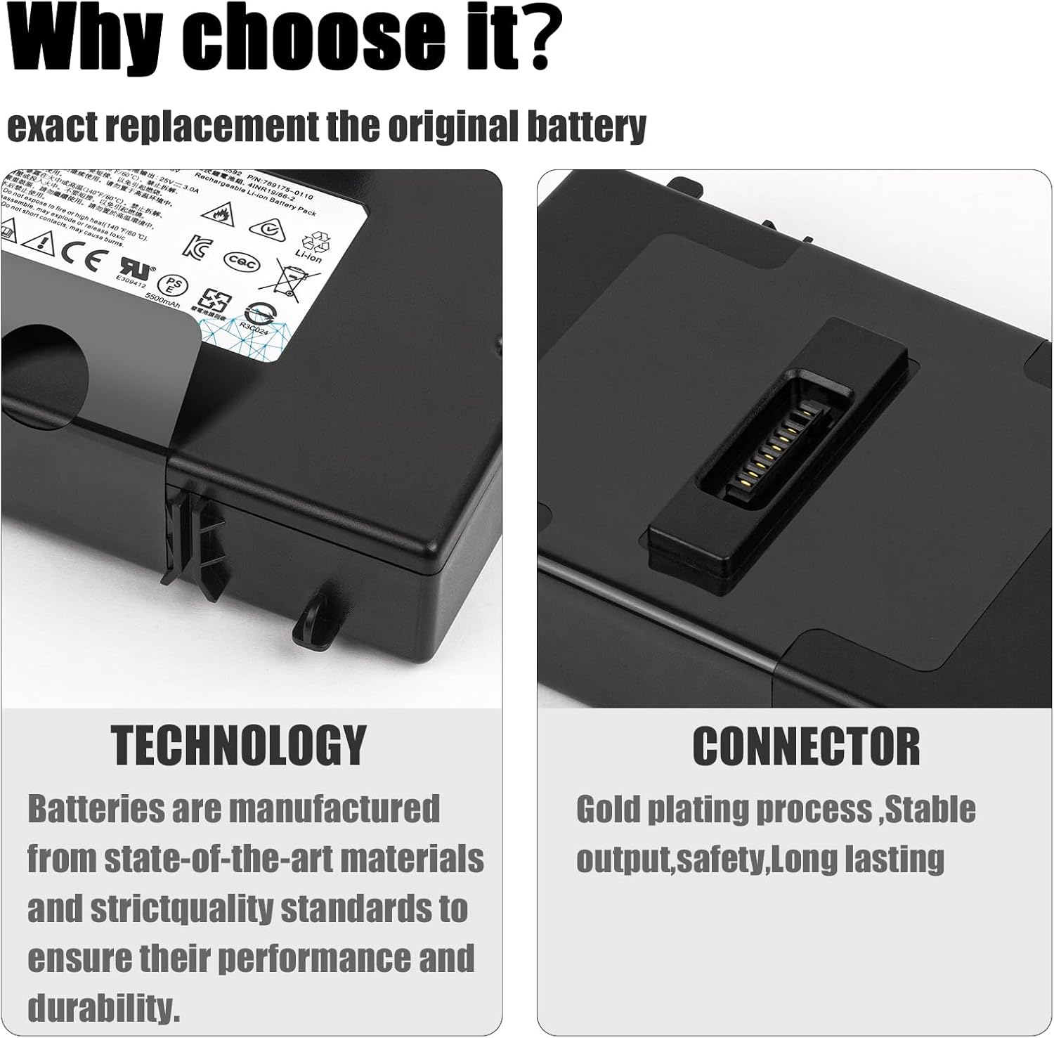 789175 078592 Replacement Batteriey,for Bose S1 Pro Multi-Position Speakery,789175-0110 789175-0100 789175-0010 4INR19/66-2 4ICR19/66-2,14.4V 5500mAh Lithium ion. - Image 4