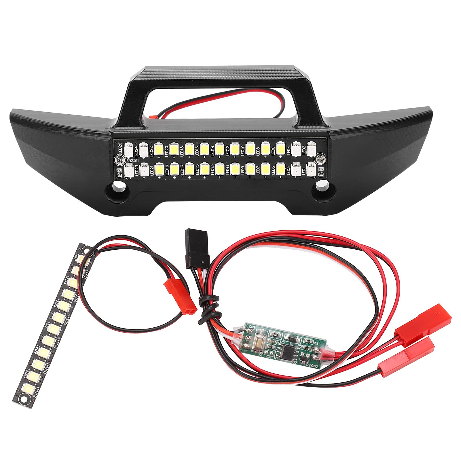 Paraurti Anteriore RC con Luce a LED Protezione Durevole in Lega di Alluminio per MAXX 89076 1/10 RC Accessori per la Guida Notturna Dell'auto
