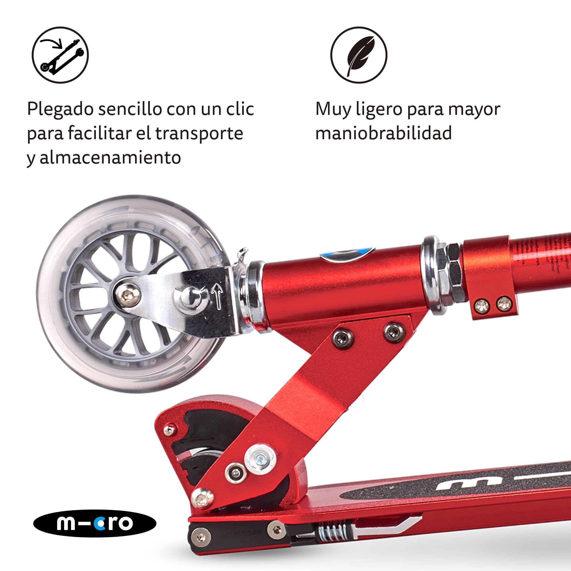 Micro® | Micro Sprite Patinete 2 Ruedas | Patinete y Puños Plegables | Ligero | Altura Regulable | 5-12 Años | Niños y Niñas