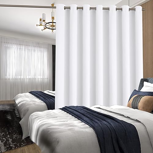 Miniatura 3 de BGment Cortina de puerta corredera blanca pura de 96 pulgadas de largo - Cortina divisora de habitación ancha oscurecedora para privacidad