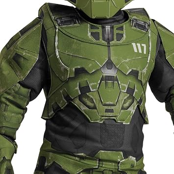 Halo Master Chief Suit, Official Halo Kids Master Chief Helmet and Armor Jumpsuit, Prestige Size S 4-6