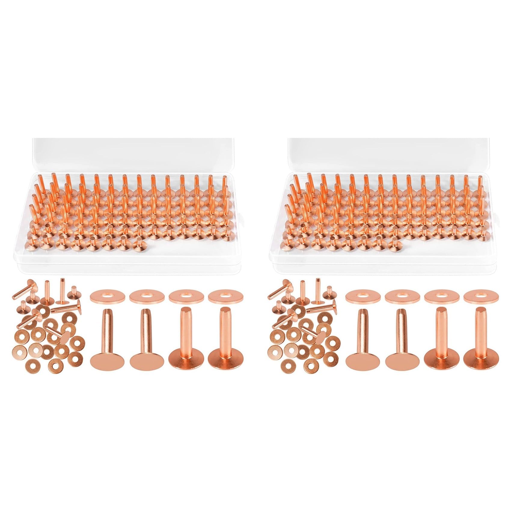 Jnchdghwa As Shown 308Pcs Copper Rivets For Leather,Smooth Leather Rivets, Pure Copper Rivets And Burrs For Leather Work Jeans Jacket
