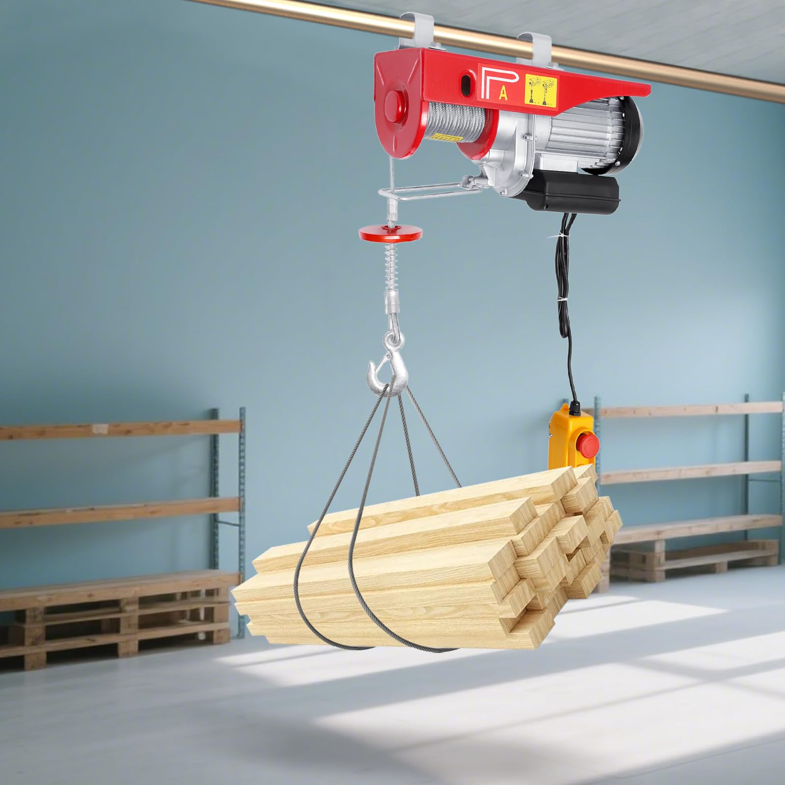 Elektrische Seilwinde 400kg bis 800kg Hubhöhe 10m Seilzug Motorwinde Elektrische Flaschenzug Kran Hub Seilzug Motorwinde Seilhebezug mit Kabelgebundener Fernbedienung Seilhebezug Kettenzug