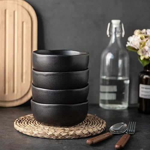 Miniatura 6 de AmorArc Juego de 4 cuencos de cerámica para cocina, cuencos grandes de 28 onzas para comida, cuencos de cocina resistentes a las astillas con borde