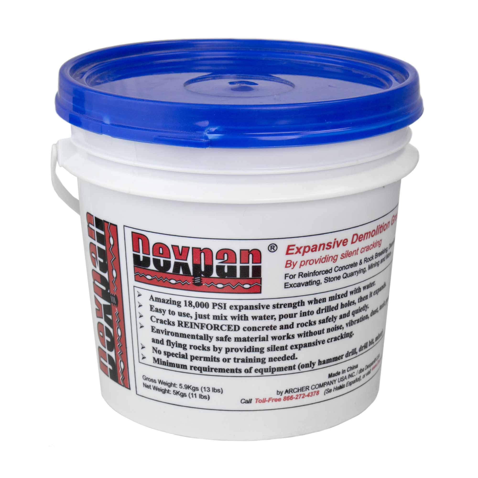 Expansive Demolition Grout 11 Lb. Bucket for Rock Breaking, Concrete Cutting, Excavating. Alternative to Demolition Jack Hammer Breaker, Jackhammer, Concrete Saw, Rock Drill (#3 (23F-50F))