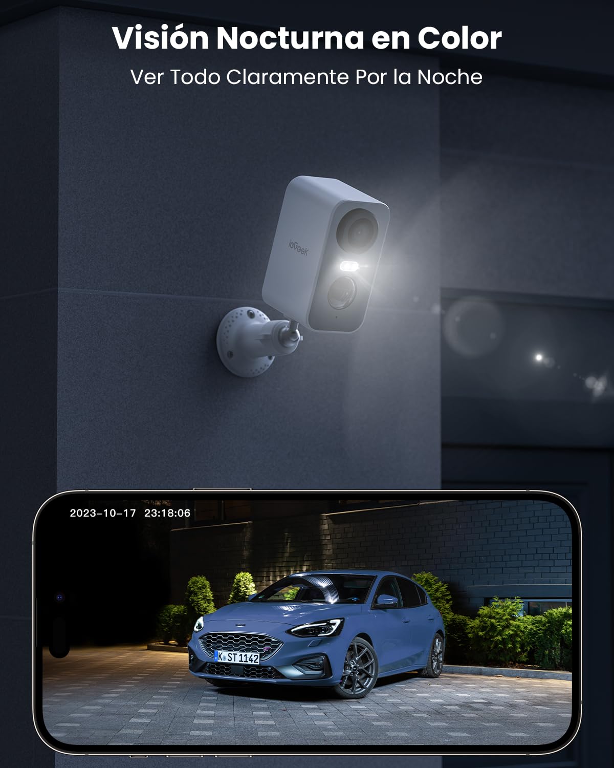 ieGeek 5MP Caméra Surveillance WiFi Exterieure sans Fil ZY-C1 | AI & PIR Détection Mouvement, Vision Nocturne Couleur, Extérieure/Intérieure, Audio Bidirectionnel, Étanche IP65,Blanc