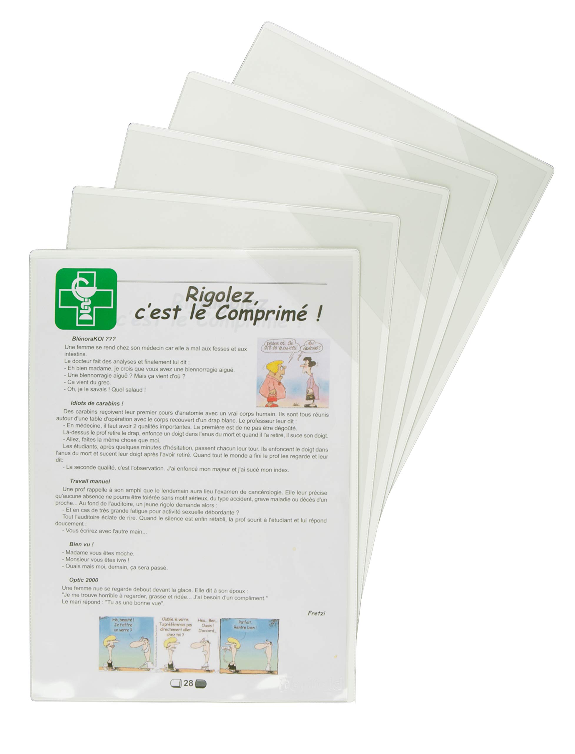 Pochette transparente magnétique Tarifold A4 incolore - Sachet de 5