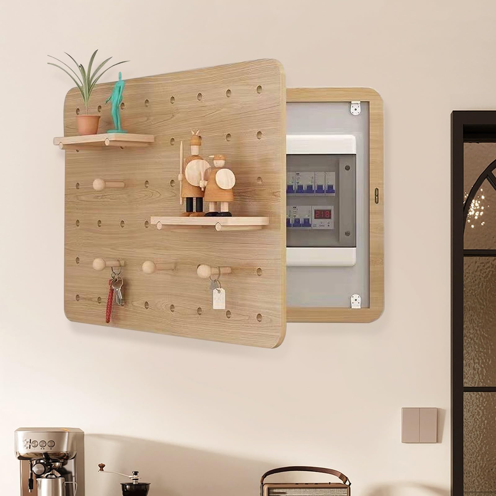 GAOXIAO Coperchio Decorativo Pannello per Quadro Elettrico, Copri for Quadro Elettrico Copertura for Contatore di Luce Scatola di Distribuzione Contatore Flip Nascondi Wood 35 x 25cm
