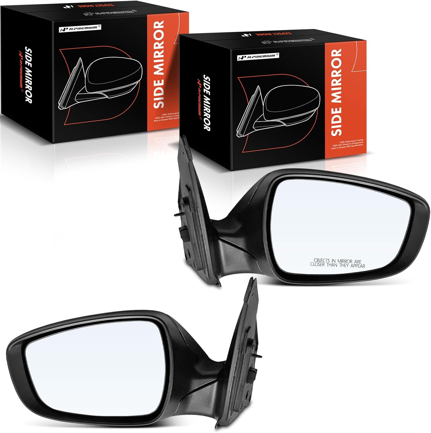 A-Premium Pair (2) Driver and Passenger Side Power Door Mirror - Compatible with Hyundai Accent 2012-2017 - Non-Heated Manual Folding Textured Black Outside Rear View Mirror - Replace# 876101R250