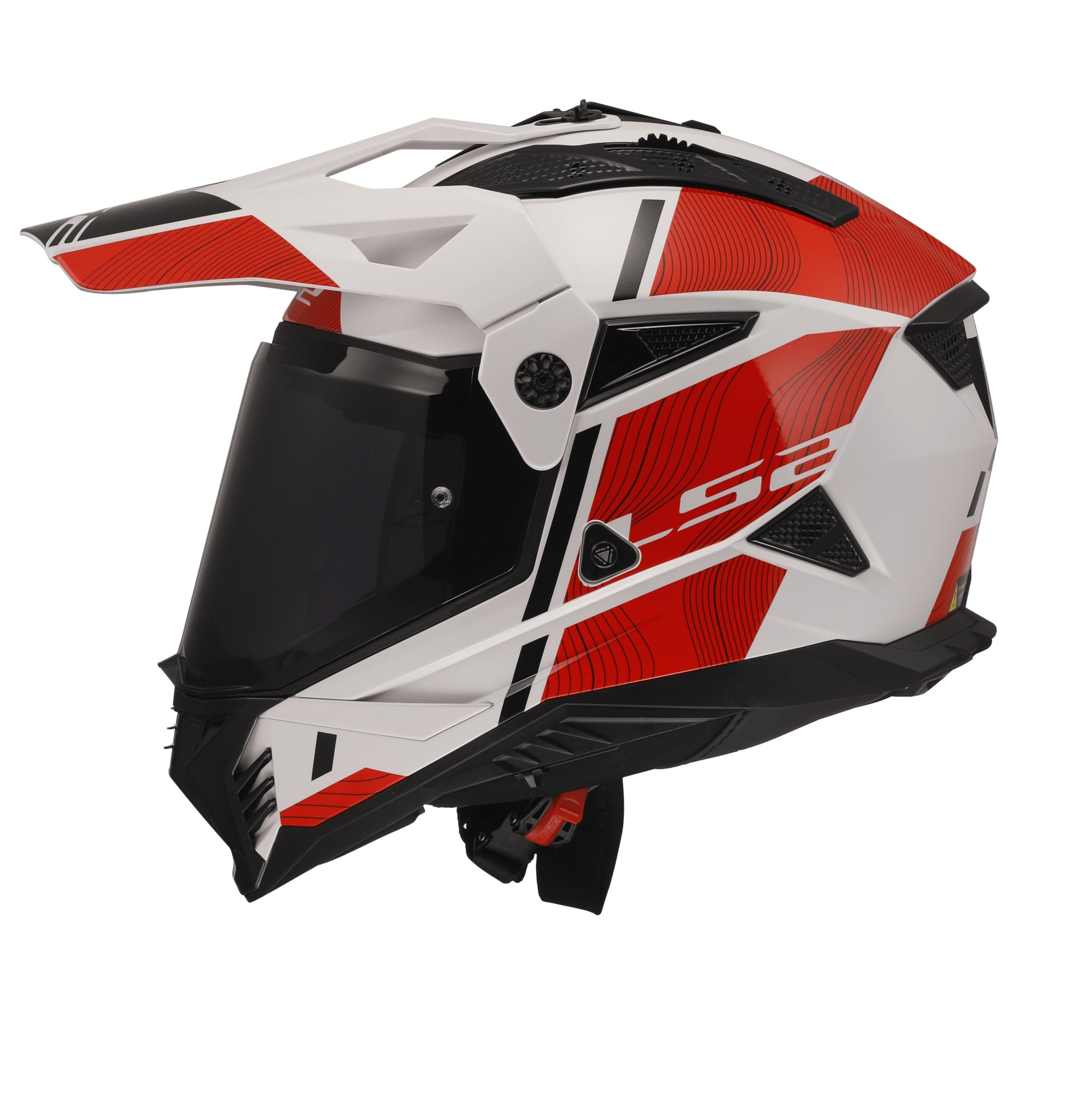 LS2, Casco Moto Cross PIONEER II HILL Gloss White Red, S