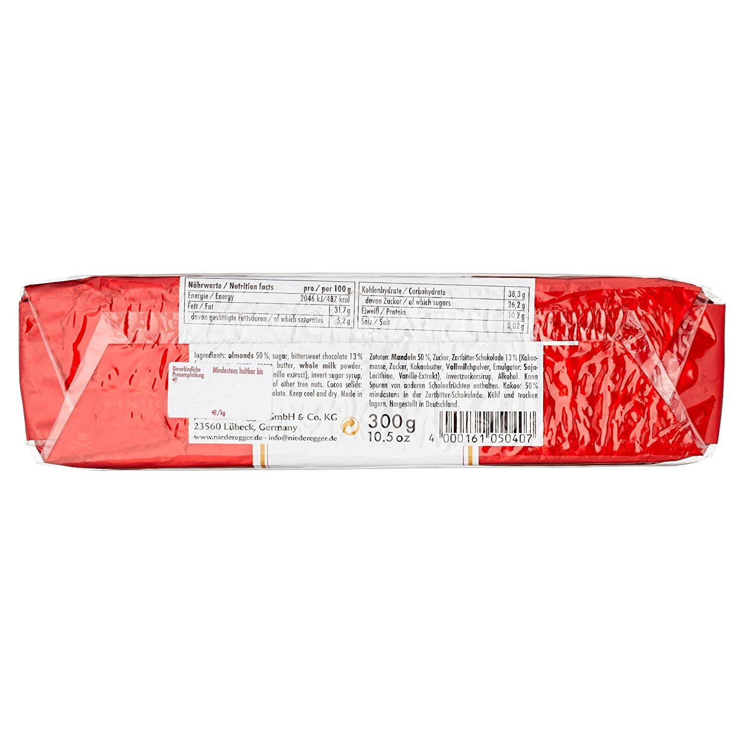 Niederegger - Marzipan Loaf with Dark Chocolate - 300g
