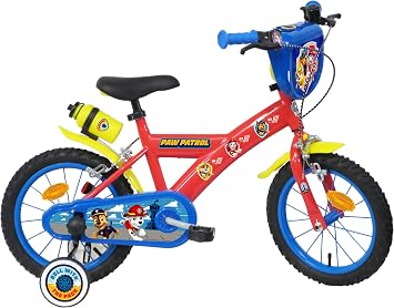 Vélo ATLAS Vélo Garçon 14 Pouces Pat' Patrouille avec Gourde et Porte-Bidon