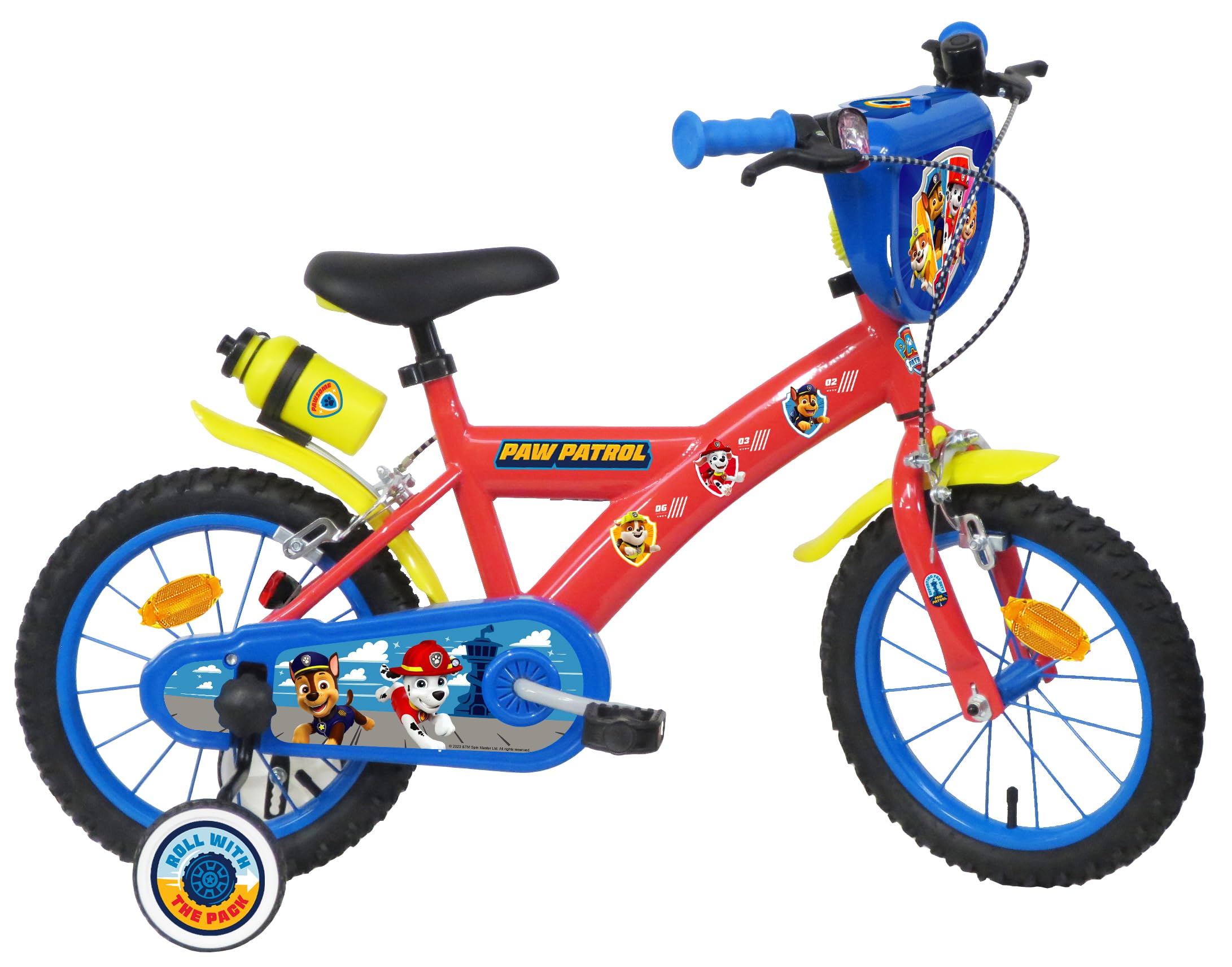 Vélo 14'' Garçon Pat'Patrouille avec Freins et Stabilisateurs Amovibles