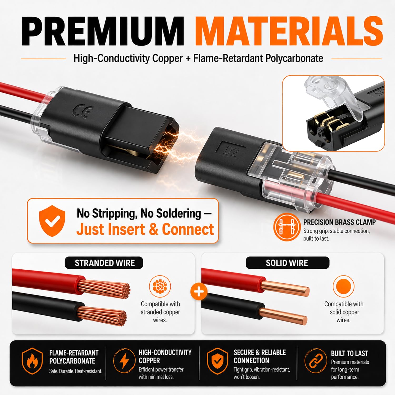 Connettori Rapidi Elettrici 60 Pezzi 18-22 AWG per Cavi Auto LED