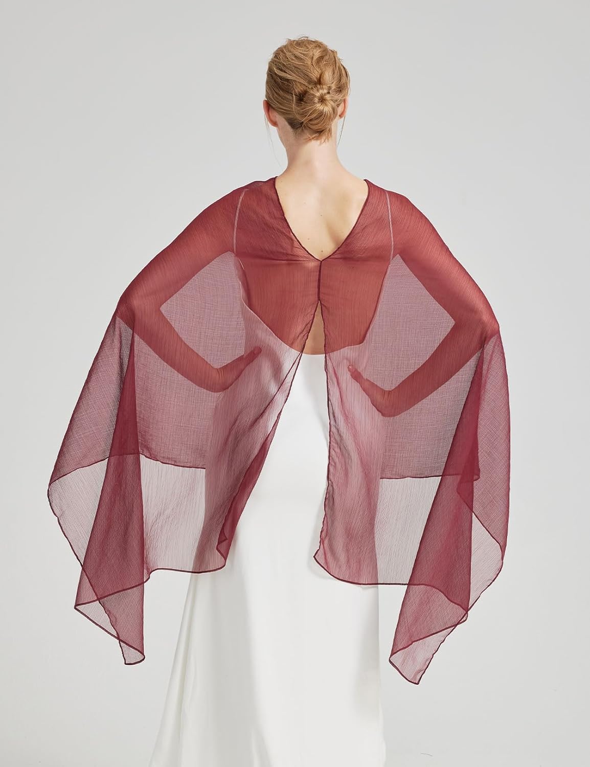 BEAUTELICATE Sheer Bridal Shawl for Wedding Dress 3 Multi-ways Shawl Bridesmaids Capelet Scarf - Image 4