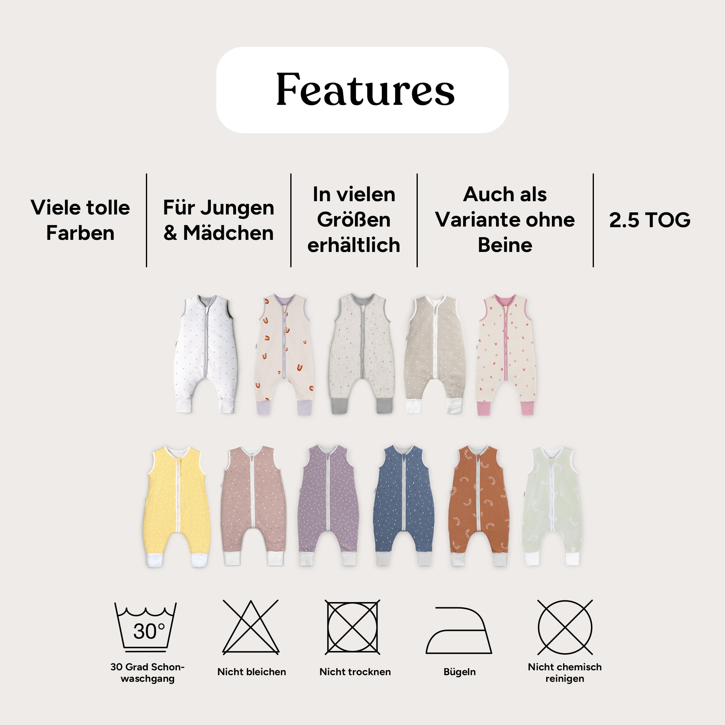 Ehrenkind® Schlafsack mit Füßen | Ganzjahr 2.5 TOG | Babyschlafsack mit 100% Bio-Baumwolle OEKO-TEX