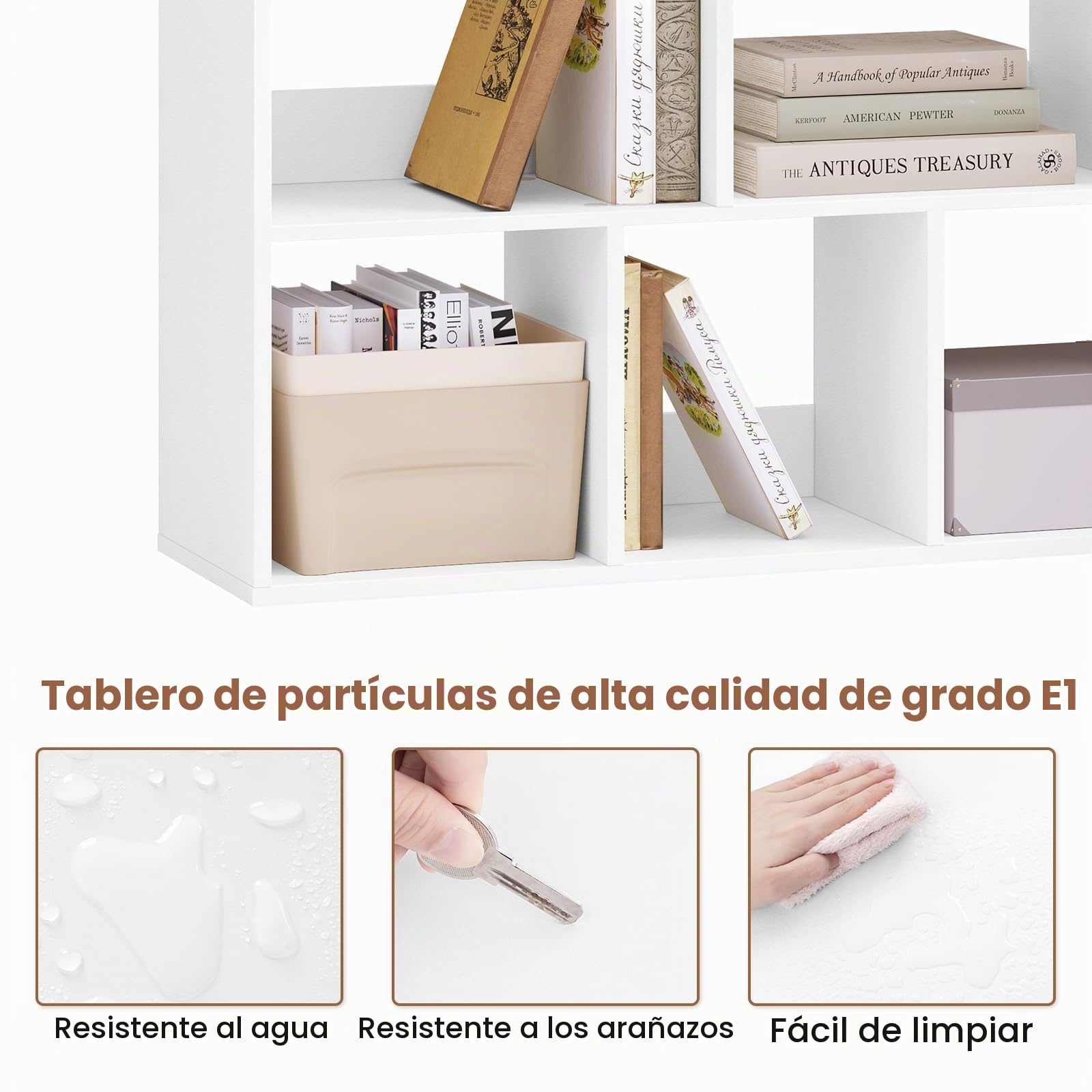 eSituro Estantería para Libros, Librería de Cubo de 14 Compartimentos | Estantería de Almacenamiento, Biblioteca Estantería para Dormitorio, Oficina y Salón, 120x30x120 cm, Blanco
