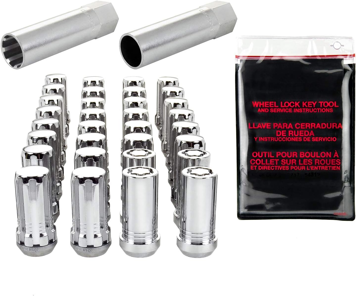 McGard 65810 Chrome SplineDrive Wheel Installation Kit (M14 x 1.5 Thread Size) - for 8 Lug Wheels, 28 Lug Nuts / 4 Locks / 1 Key / 1 Install Tool