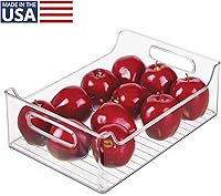 Vista 2 de iDesign - Contenedor de almacenamiento apilable con asas para despensa o refrigerador, transparente, fabricado en EE. UU