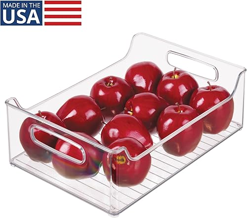 Miniatura 2 de iDesign - Contenedor de almacenamiento apilable con asas para despensa o refrigerador, transparente, fabricado en EE. UU