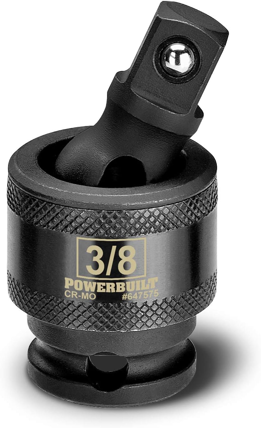 Powerbuilt 3/8-Inch Drive Impact Universal Joint Socket, Swivel Socket Adapter, Impact Grade Chrome-Moly made - 647575