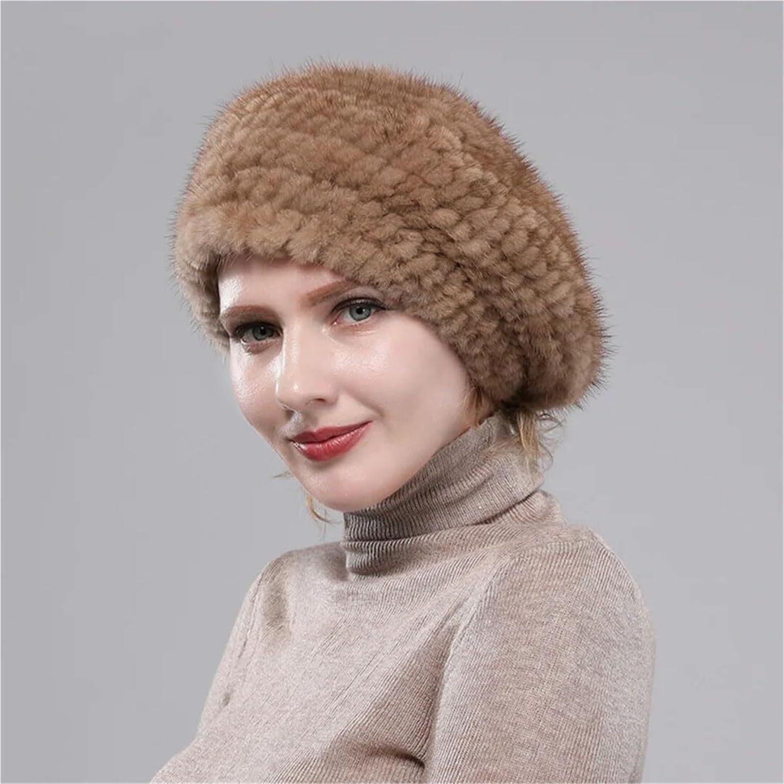 Czapka Zimowa Damskie Berety Eleganckie Czapki Z Daszkiem Czapki Z Dzianiny Ciepła Czapka Typu Beanie W Stylu Vintage Zimowa Kapelusz(Light Brown)