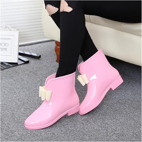 Amazon.com: LUBINGT Botas de lluvia para mujer, con lazo de flores, botas  de lluvia de invierno, botas de lluvia para mujer, impermeables, de goma  sólida, zapatos de mujer (color rosa, talla de