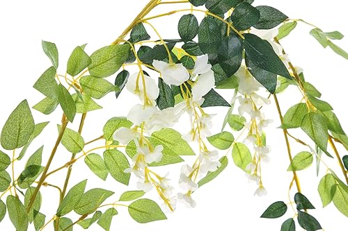 Miniatura 7 de 2 guirnaldas artificiales de seda de 6.6 pies, flores artificiales de seda colgantes, hojas verdes, hiedra para el hogar, jardín, boda, decoración