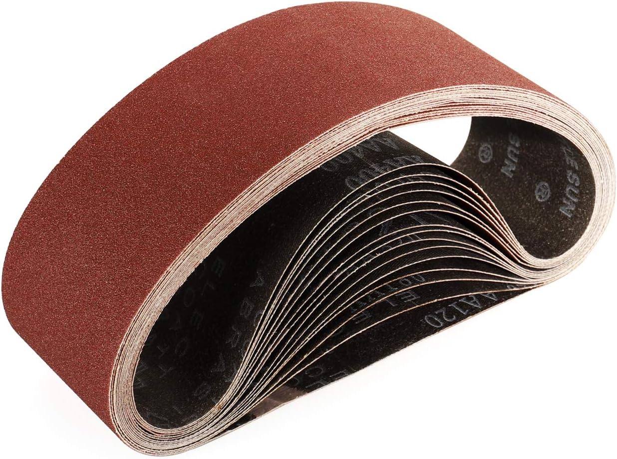 Sruhrak 75 x 533 MM Sanding Belts, 80 Grits Fabric Sanding Belts for