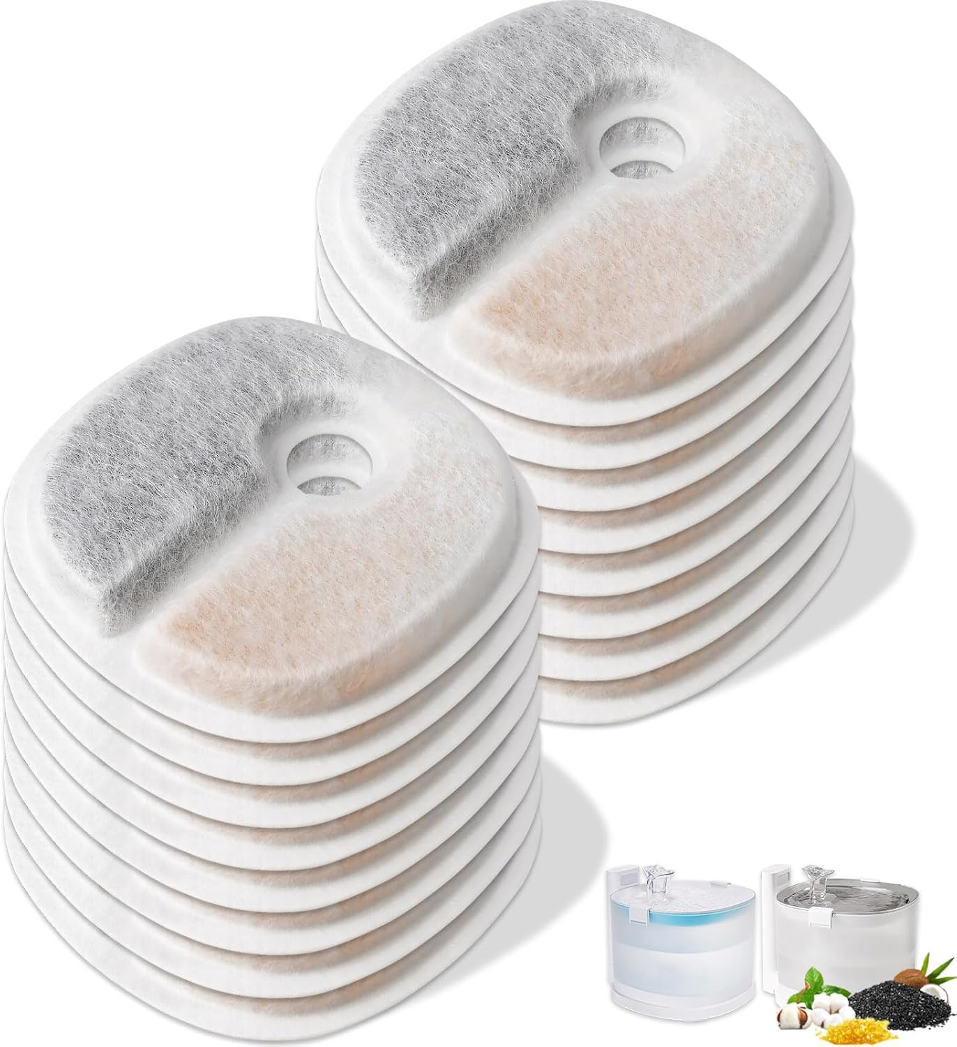 Pack de 16 Filtros de Repuesto para Fuente de Agua para Gatos E1/E1+