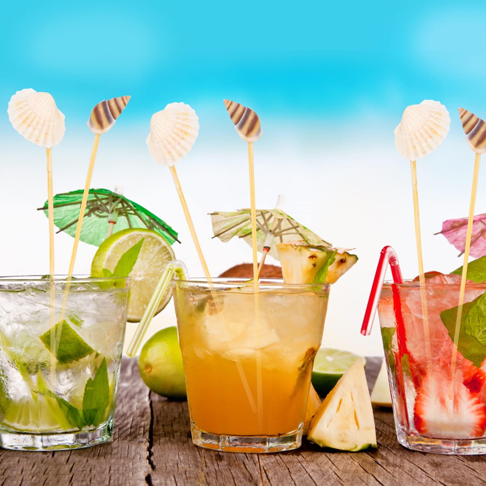 Palillos para Aperitivos 12cm,200 Piezas Palillos para Aperitivos Verano,Brochetas de Cóctel de Madera,Pinchós de Frutas pará Frutas, Postres, Ensalada, Fiesta,Palillo Cóctel Palos Coctel Madera (B)