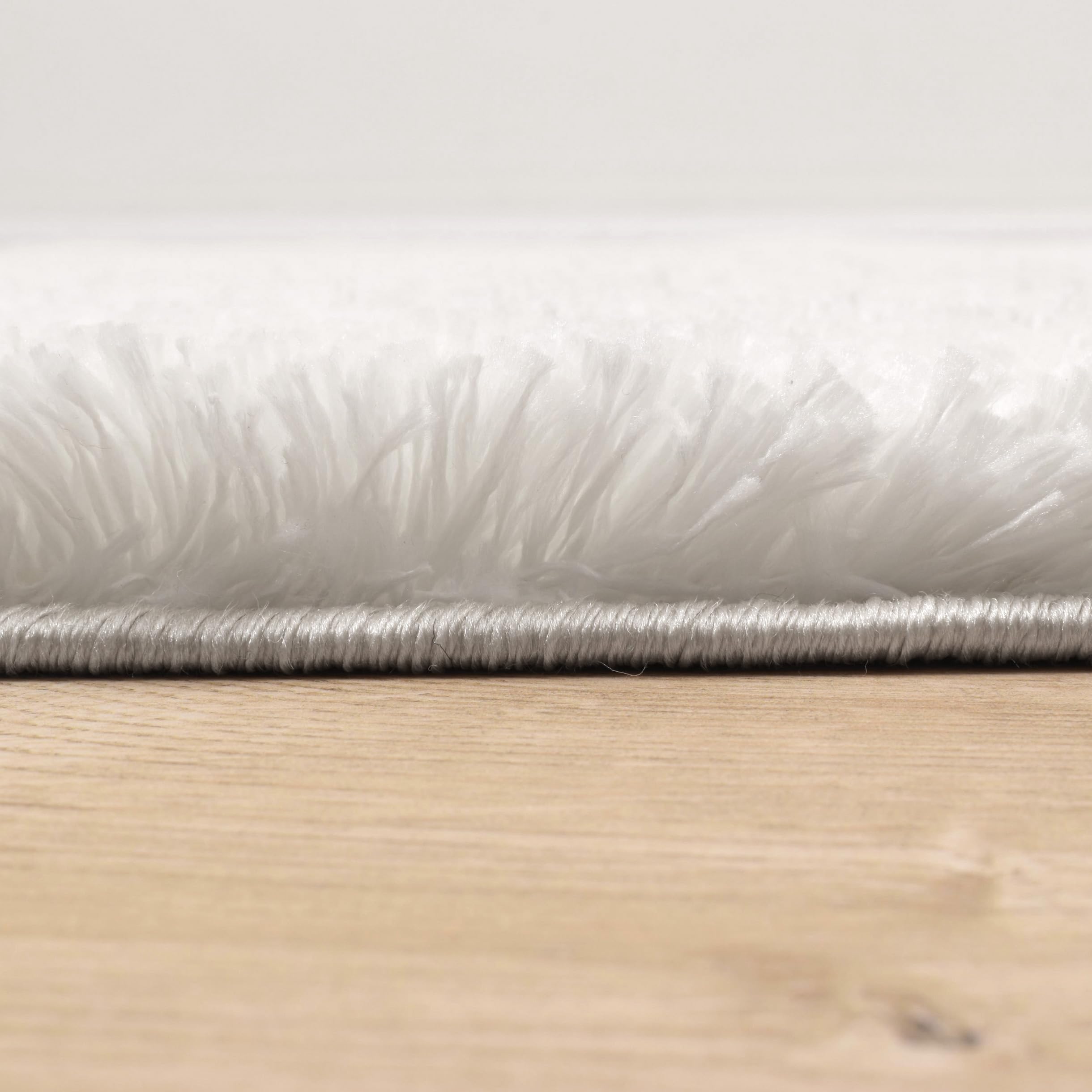 Nazar Tapis Cosy Uni Shaggy Moelleux, Salon, Chambre, Doux à Poils Longs (160x230 cm, Blanc)