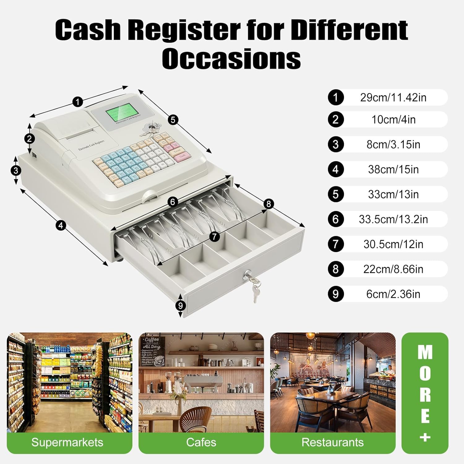 Sistema Tpv Digital Led De 48 Teclas con Cajón - Caja Registradora Electrónica Multifuncional para Comercios Y Restaurantes - Solución Eficiente para La Gestión De Efectivo