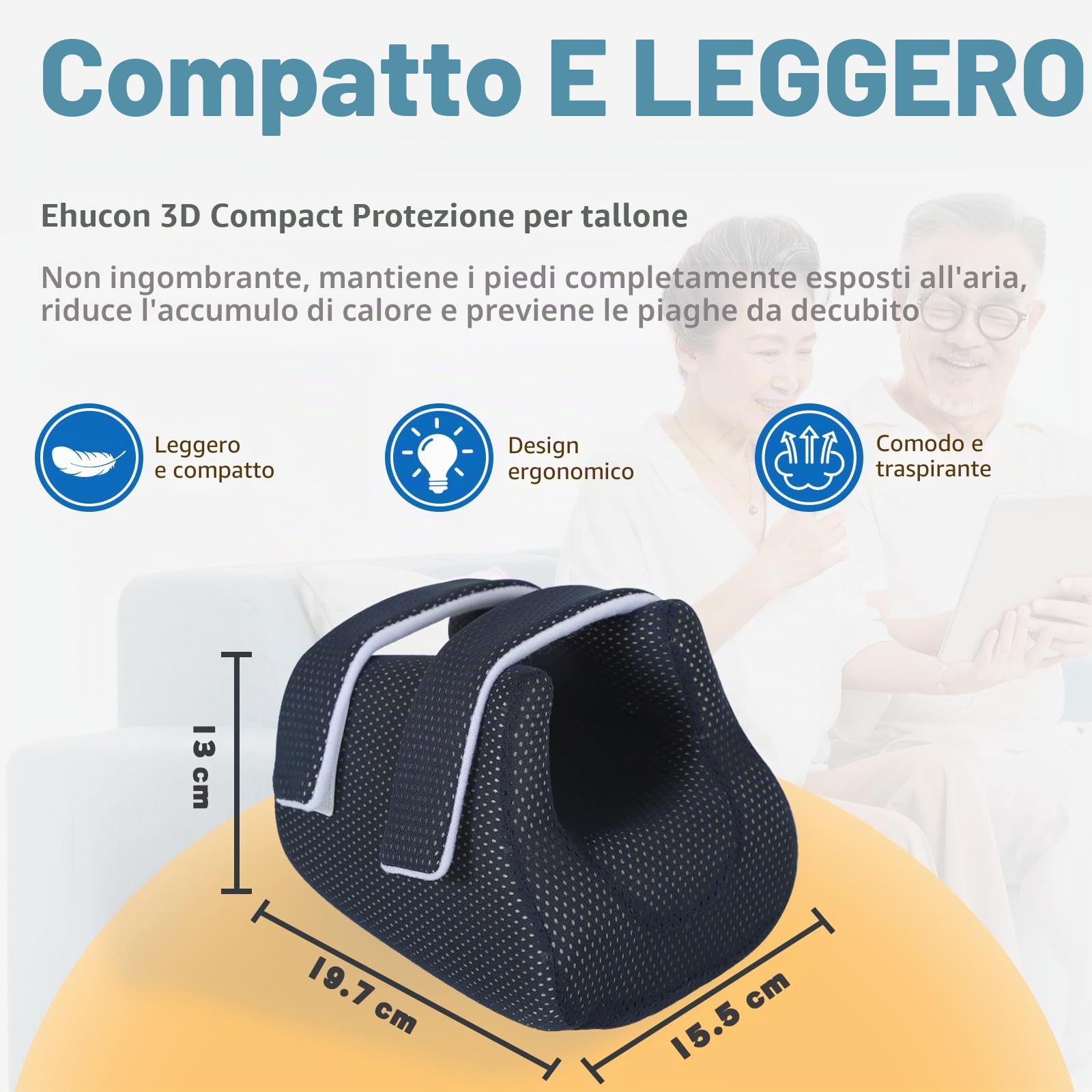 Protezione per tallone 3D per piaghe da decubito, cuscino rialzo alla caviglia, cuscino per piaghe da decubito, cuscino per il tallone per alleviare il dolore al tallone, 1 pezzo (confezione