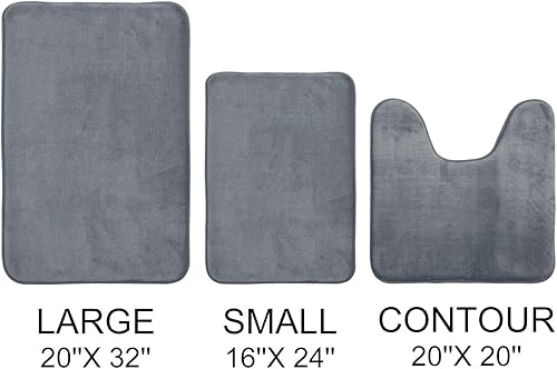 Miniatura 6 de AOACreations Juego de 3 tapetes de baño de espuma viscoelástica, suaves, afelpados, absorbentes, de pelo bajo, incluye 1 grande de 20 x 32 pulgadas,