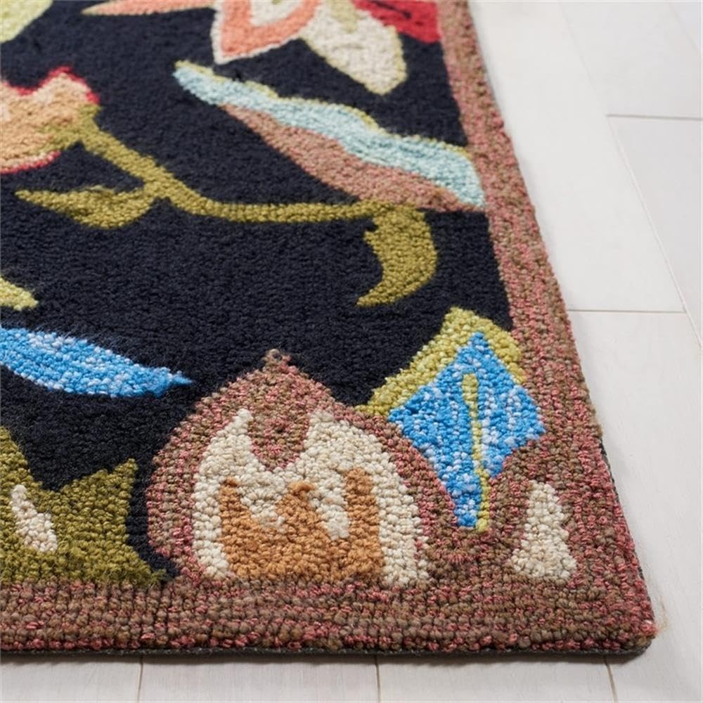 Pemberly Row 2' x 6' Runner Rug, Black Purple, Durable Cushioned Indoor Rug for Hallways, Entryways, or Kitchen Corridors, Bold Decorative Accent, Floor Protection
