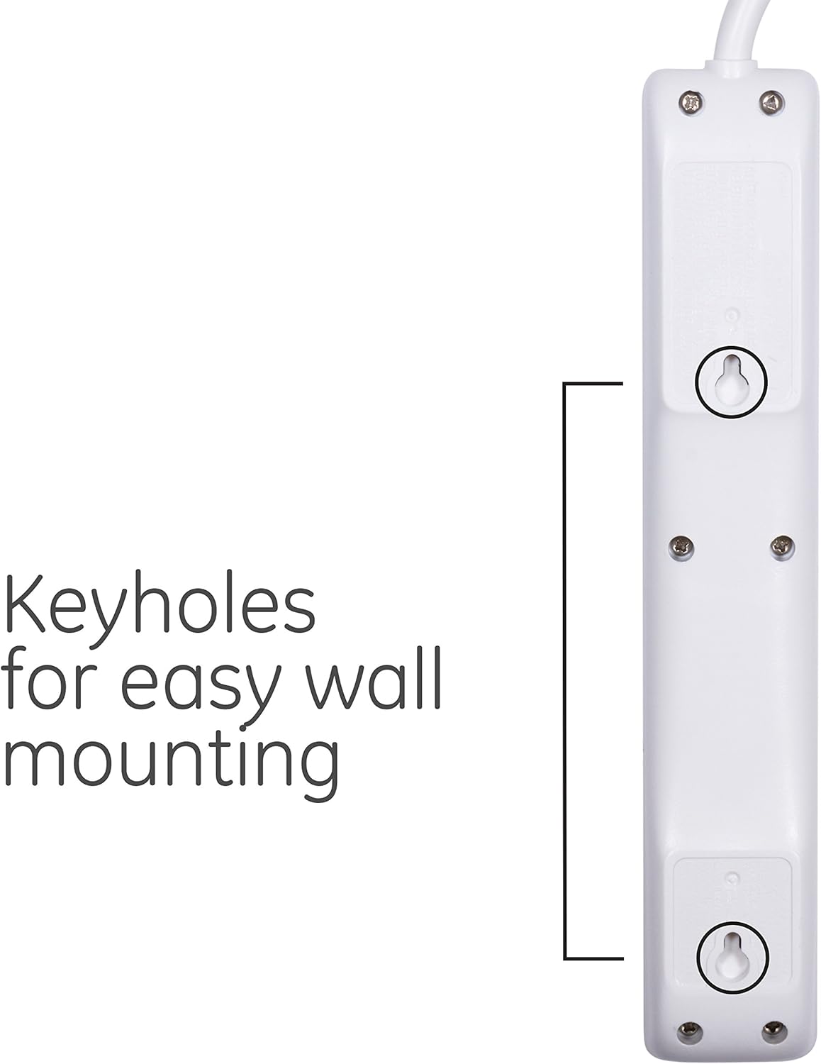 GE 6-Outlet Power Strip, 2 Pack, 2 Ft Extension Cord, Heavy Duty Plug, Grounded, Integrated Circuit Breaker, 3-Prong, Wall Mount, UL Listed, White, 14833 : Everything Else