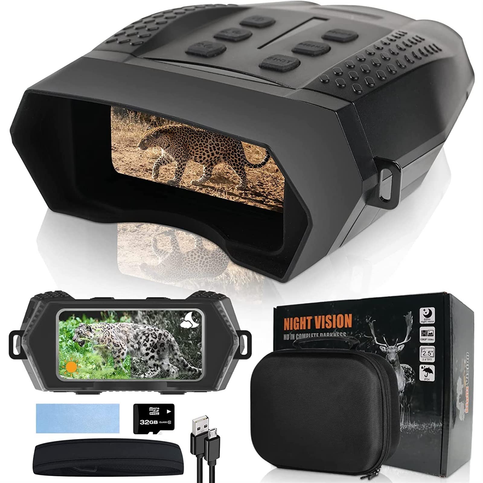Binoculars Night Vision Device 5W 850nm Infrared 1080P 6X Digital Zoom Camping Telescope Night Goggles Full Dark 600m