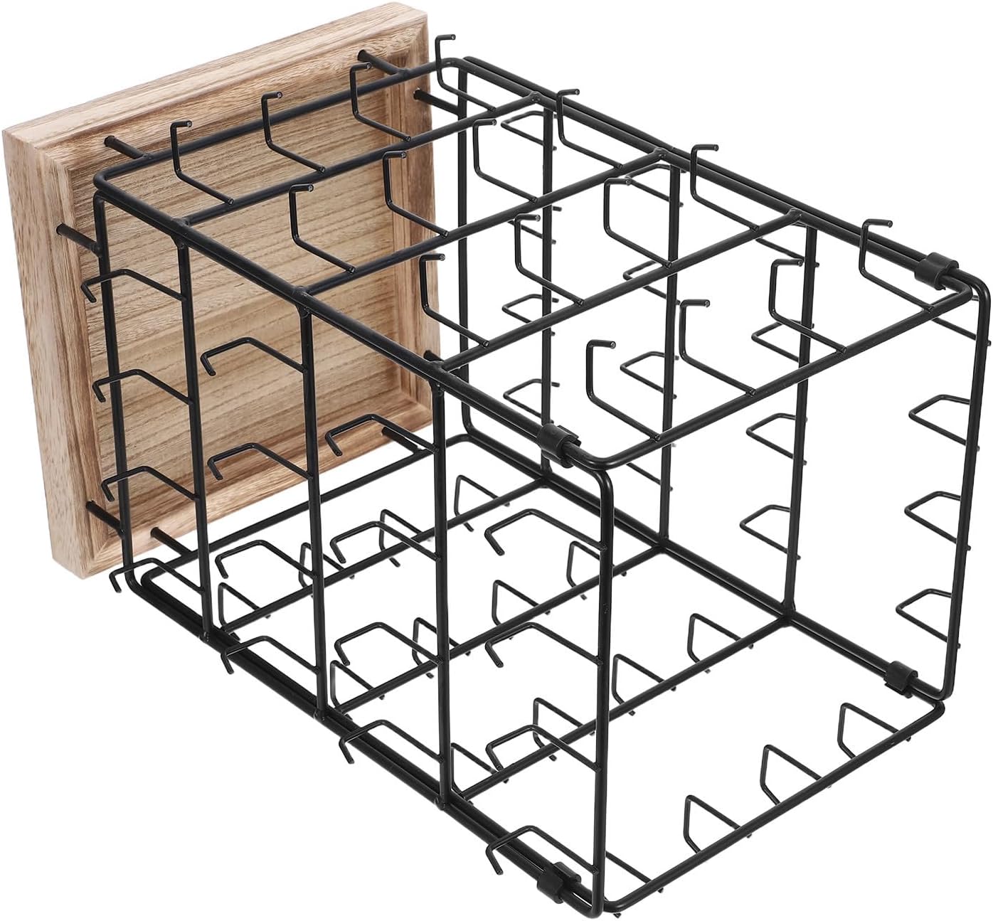 Rotating Earring Display Stand with Stable Iron Frame with 64 Hooks, Wooden Jewelry Organizer Rack Detachable Design for Jewelry Shops and Vendor Use