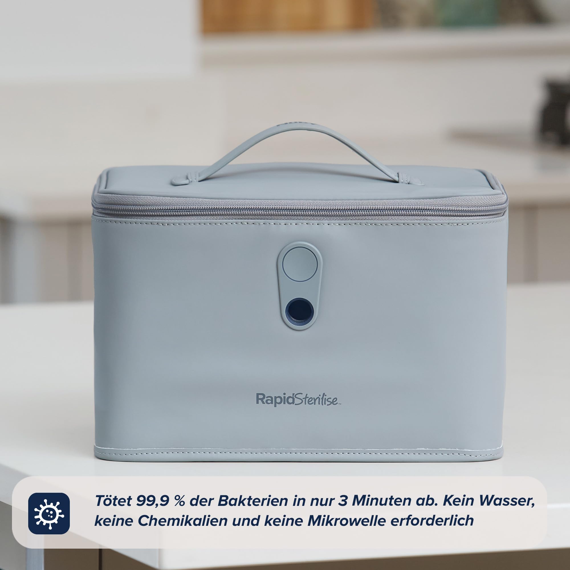 Nuby UV-Sterilisator für Babyflaschen & Zubehör, 3-Minuten-Sterilisation | Sterilisiert in 3 Minuten, tötet 99,9 % der Bakterien, für Babyflaschen & Zubehör wie Sauger, ideal für Zuhause & unterwegs