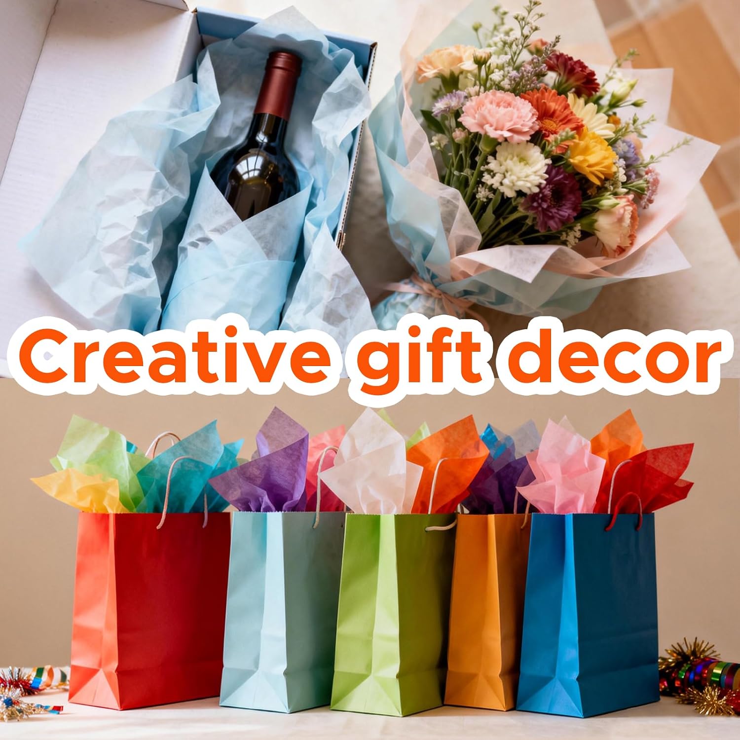 160 Sheets Colored Tissue Paper Bulk for Gift Bags, 20"x14", 32 Colors | Include Gold Silver Color, Acid Free Wrapping Tissue Paper Crafts, Party Decors for Valentine, Birthday, Wedding, Xtmas