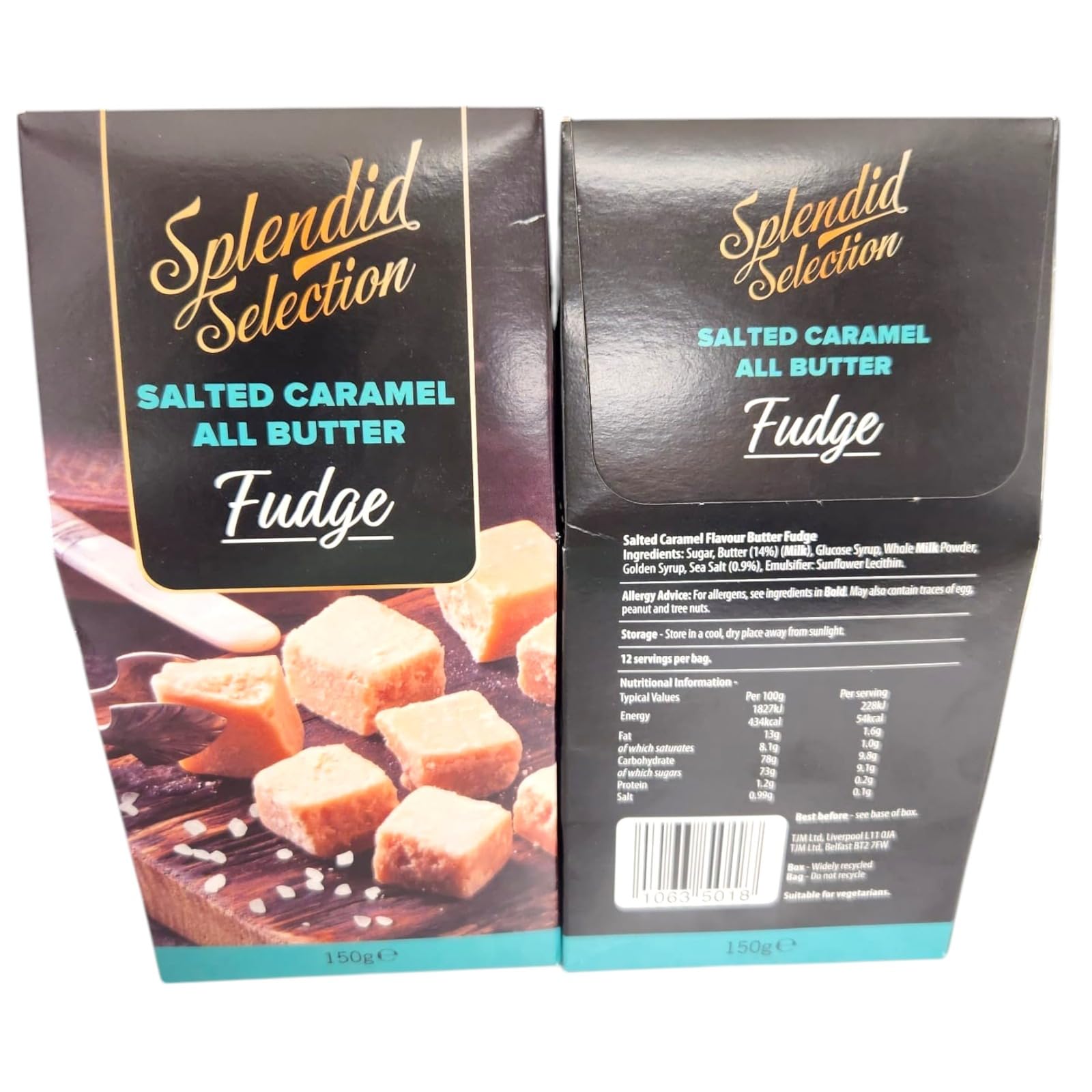 Splendid Selection Fudge Gift Pack Salted Caramel or Clotted Cream All Butter Fudge Christmas box best for all ocassions 150g Each (Salted Caramel- Pack of 2)