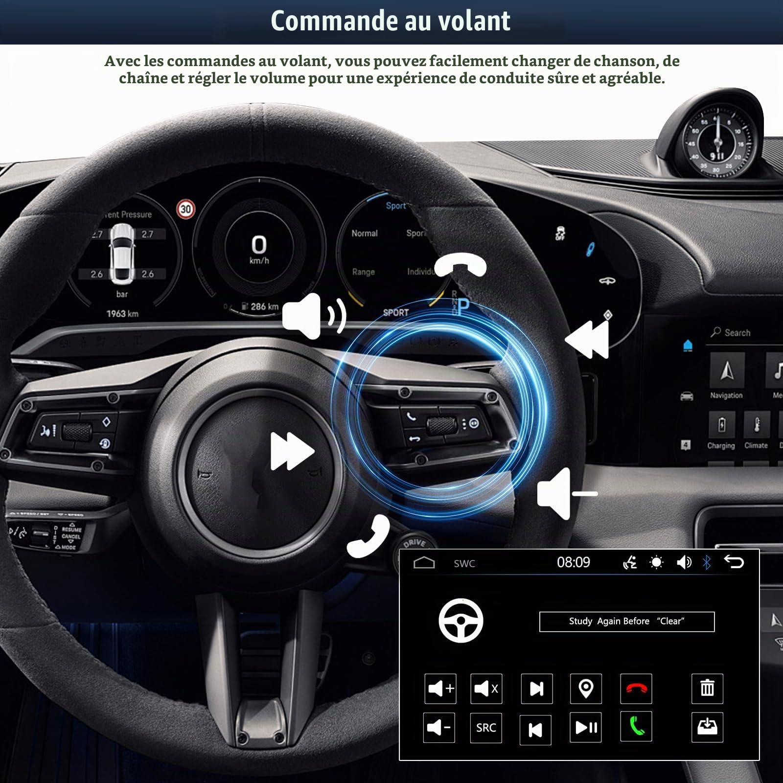 CAMECHO [Wireless] 1 DIN 7 Pouce Autoradio avec Carplay Android Auto Ecran Tactile Rotatif Radio Voiture, Bluetooth Lien Miroir AM/FM/RDS MP5 USB/Carte TF Port SWC+Mic