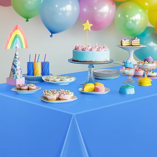 Miniatura 7 de Mantel rectangular de la serie Rainbow de 7 piezas, 54 x 72 pulgadas, color sólido, impermeable y a prueba de derrames, mantel de plástico