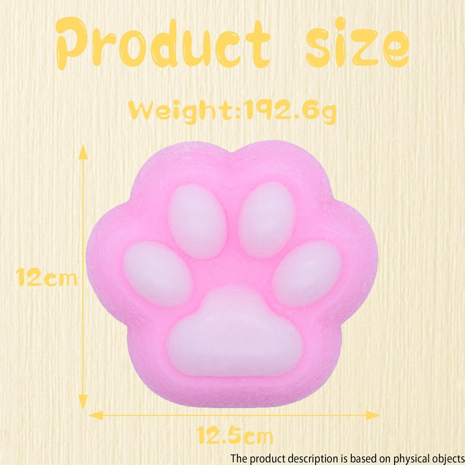 Big Taba Cat Paw Squeeze Toys for Stress Relief , 5 Inch Jelly Kitty Paw Kit Soft Cat Paw Squeeze Handmade Toy Cute Pink & White Fidget Toys for Kids Teenagers Adults Home Office Relaxing