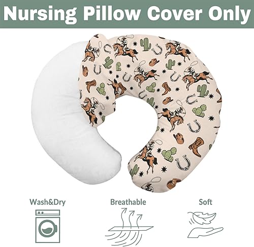 Miniatura 7 de Country Western - Fundas de almohada de lactancia para niños y niñas, con sombrero de vaquero, botas de caballo y cactus, fundas de almohada de